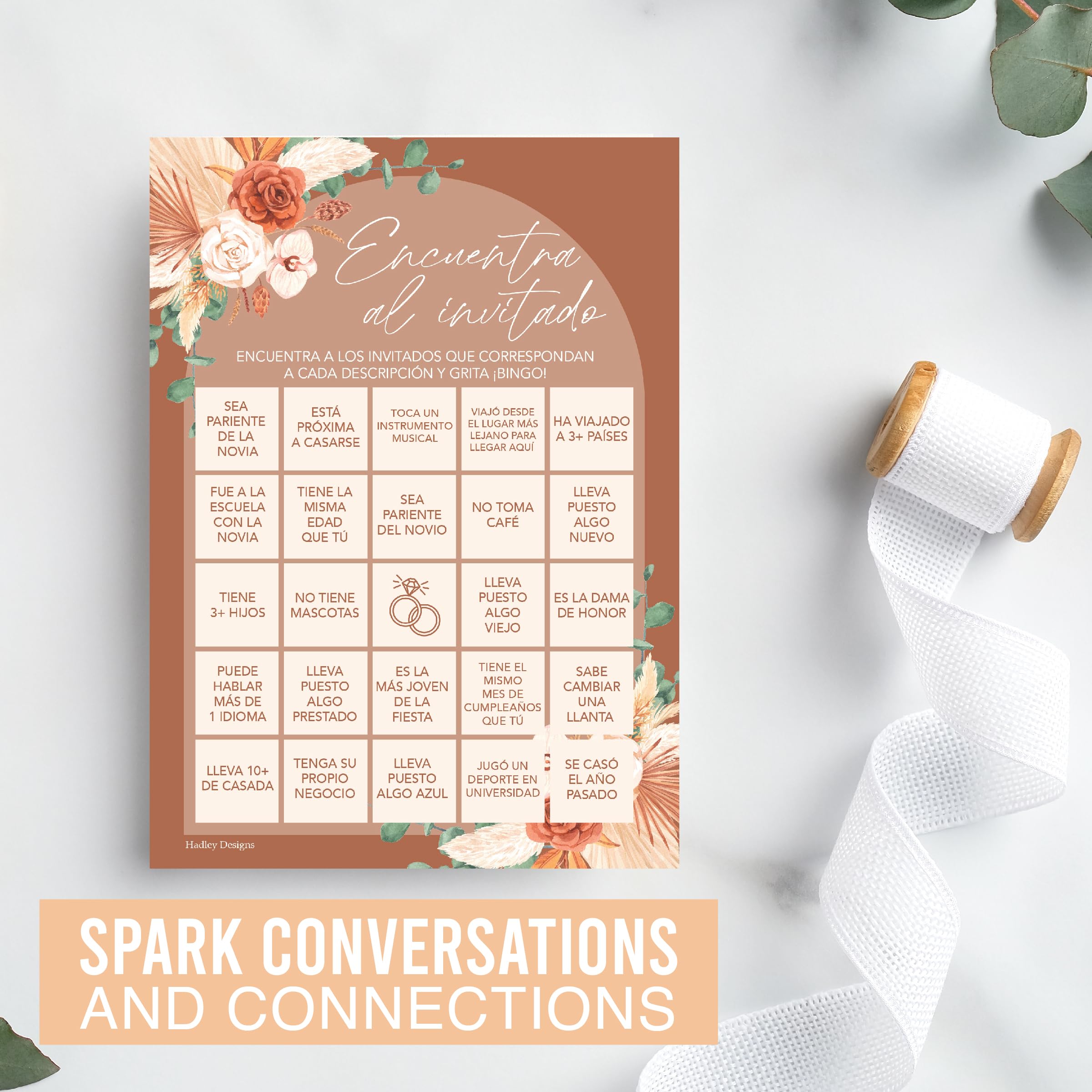 Boho Spanish Bridal Shower Games 20 Guests - Juegos Para Despedida De Soltera En Español, Wedding Shower Games, Bridal Shower Bingo In Spanish, Popular Bridal Shower Games Spanish Edition