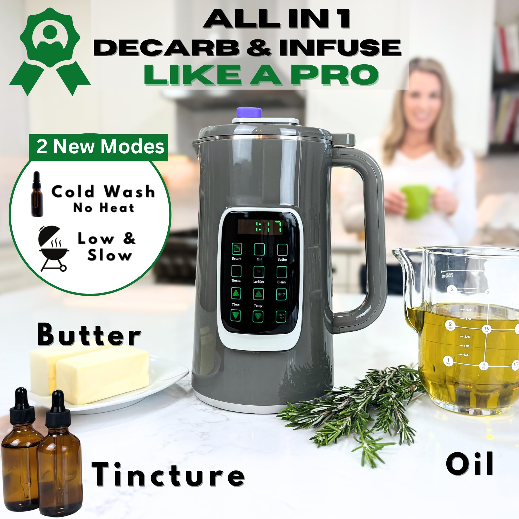 Decarboxylator and Infuser Machine, Magic Herb Butter Machine, Oil Infuser Machine, Gummy Maker, Mess-Free, Easy to Use, Make Desserts, Tincture, Lotions & More, Includes Strainer – EdiWhip 2.0