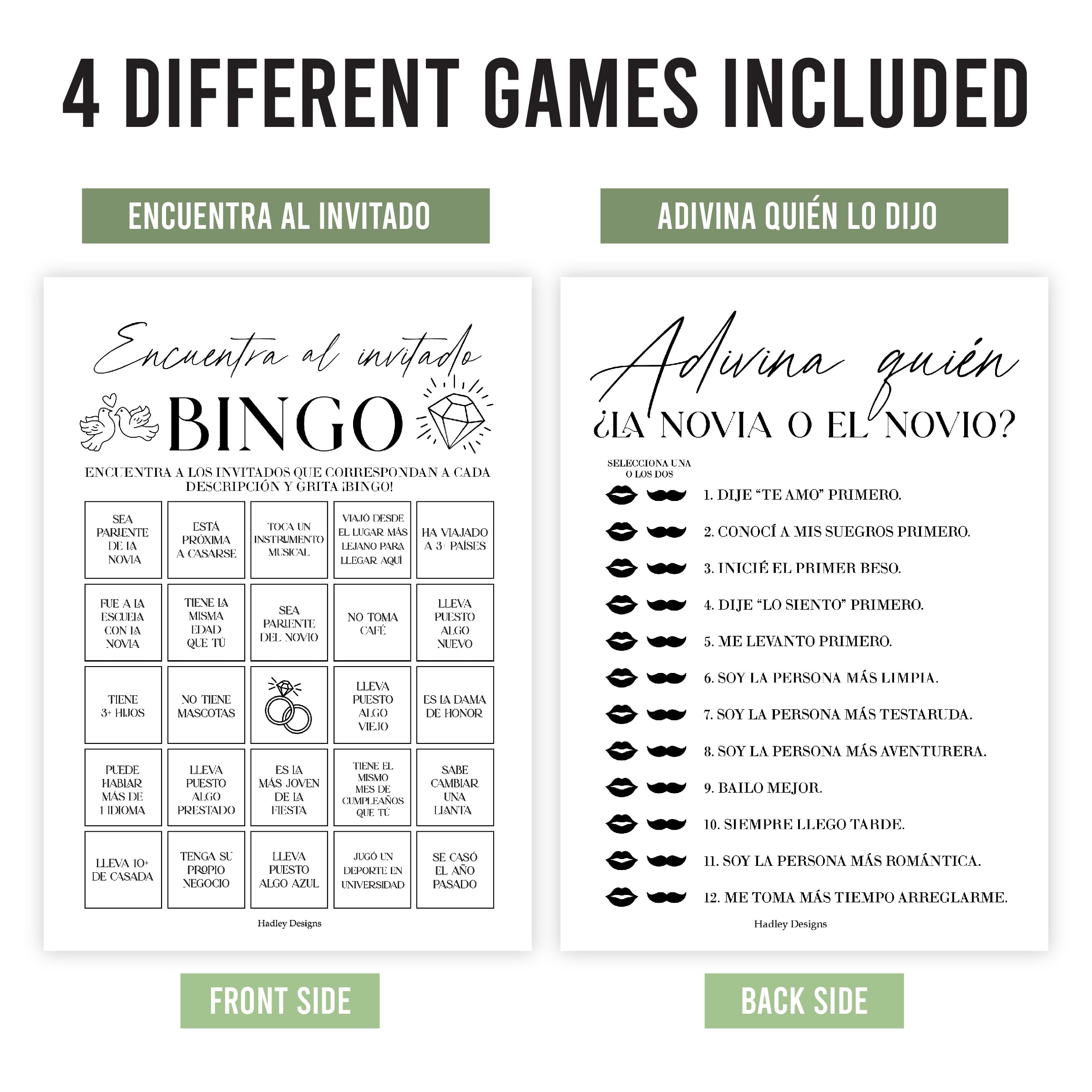 Minimalist Spanish Bridal Shower Games 20 Guests - Juegos Para Despedida De Soltera En Español, Wedding Shower Games, Bridal Shower Bingo In Spanish, Popular Bridal Shower Games Spanish Edition