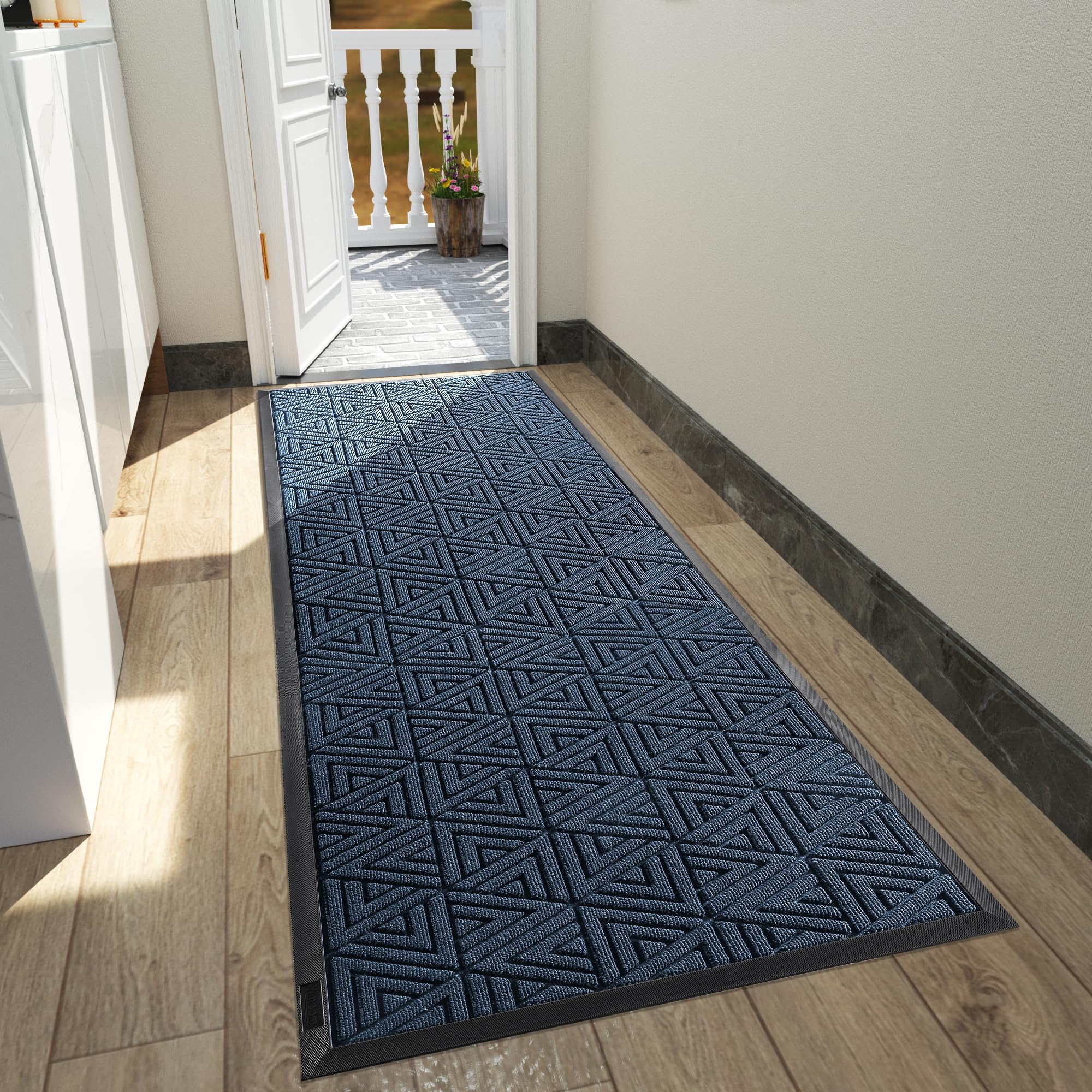 Yimobra Front Door Mat Outside Entrance 72 x 24, Waterproof and Washable Outdoor Mat, Non Slip Rubber Backing, Heavy Duty Welcome Matt for Home Entry Floor Porch Garage Office, Low Profile, Blue