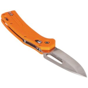 Klein Tools OFK000ORT KTO Resurgence Fishing Pocket Knife, AUS-8 Stainless Steel, Drop Point Blade, Orange Handle, Perfect EDC for Anglers