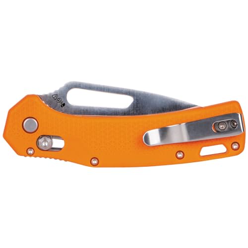 Klein Tools OFK000ORT KTO Resurgence Fishing Pocket Knife, AUS-8 Stainless Steel, Drop Point Blade, Orange Handle, Perfect EDC for Anglers