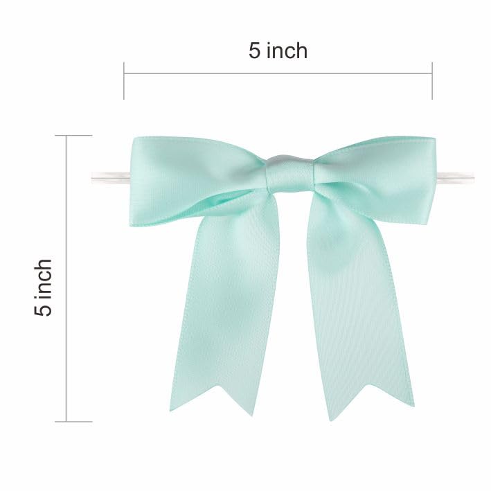 Meseey 60 Pcs 5 Inches Twist Tie Satin Ribbon Bows Pretied Premade Craft Bows for Treat Bags Gift Wrapping Basket Wedding Baby Shower Brithday Christmas Party (Pastel)