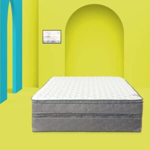 nutan 11-inch firm eurotop foam mattress with box spring, double sided mattresses with encased bed foams, fully assembled bedding with black border and white top, full xl