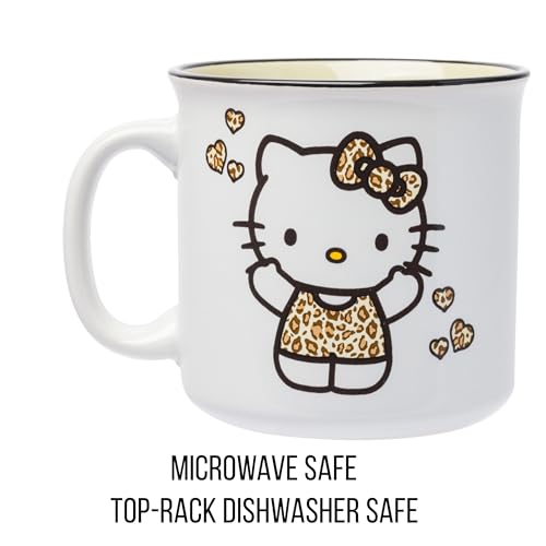 Silver Buffalo Sanrio Hello Kitty Leopard Outfit Ceramic Camper Mug, 20 Ounces