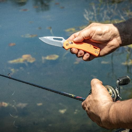 Klein Tools OFK000ORT KTO Resurgence Fishing Pocket Knife, AUS-8 Stainless Steel, Drop Point Blade, Orange Handle, Perfect EDC for Anglers