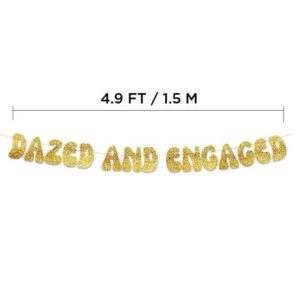 Dazed and Engaged Bachelorette Party and Engagement Party Gold Glitter Banner - Wedding Announcement and Bridal Shower Decorations, Favors and Supplies