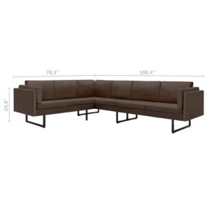 vidaXL - Corner Sofa, Plush Brown Fabric, Spacious Seating Area, Elegant Design, Comfort and Durability, Perfect for Home or Office Spaces