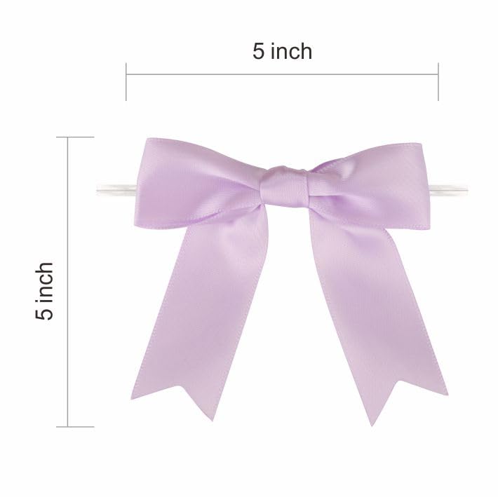 Meseey 60 Pcs 5 Inches Twist Tie Satin Ribbon Bows Pretied Premade Craft Bows for Treat Bags Gift Wrapping Basket Wedding Baby Shower Brithday Christmas Party (Pastel)