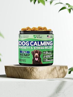 Hemp Calming Chews for Dogs - Dog Anxiety Relief -Made in USA- Hemp Oil + Melatonin Treats - Separation Anxiety, Barking, Travel - Dog Calming Chews - 120 Soft Treats (Chicken)