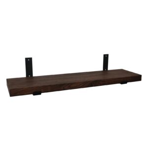 consdan floating shelves, usa grown solid oak hardwood, wall shelves for bedroom, bathroom, living room, kitchen, 24x7.5x1.5 in, dark walnut