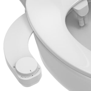 bidet attachment - withlent ultra-slimt non-electric dual nozzle (frontal & rear wash) adjustable water pressure, water bidet toilet seat attachment (white)