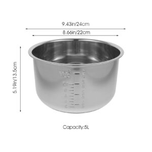 LALAFINA Rice Cooker Liner Stainless Steel Rice Cooker Inner Pot Non-stick Rice Cooker Pot Pressure Cooker Pot for Home Kitchen Shop, 5L