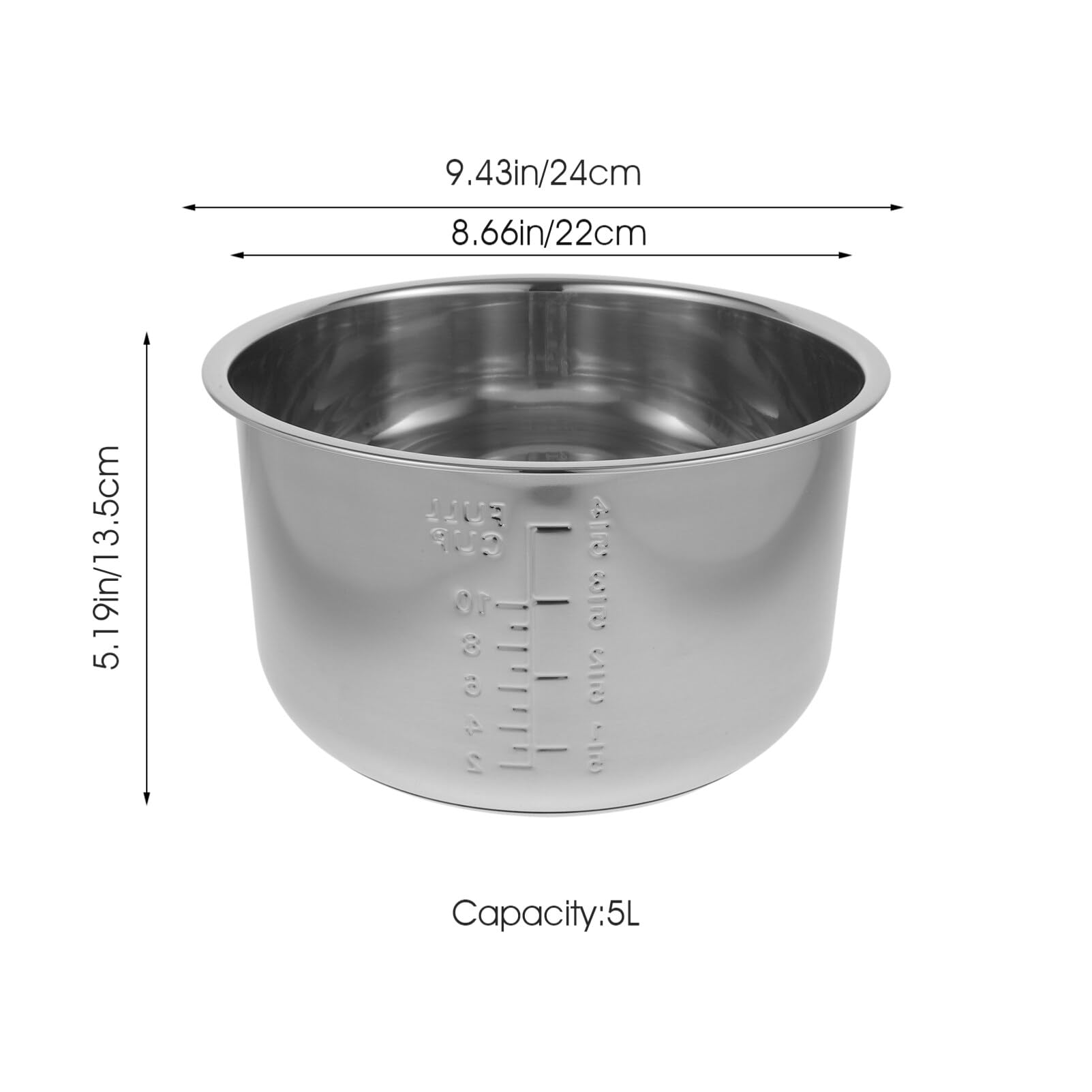 LALAFINA Rice Cooker Liner Stainless Steel Rice Cooker Inner Pot Non-stick Rice Cooker Pot Pressure Cooker Pot for Home Kitchen Shop, 5L