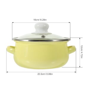 Luxshiny Enamel Stock Pot Set Enamelware Cooking Pot 3pcs Binaural Soup Pot Flat Bottom Pots with Lids Nonstick Gas Stove Cookware for Home Kitchen Restaurant Yellow