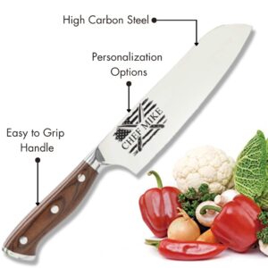 Customizable Stainless Steel Steel Santoku Kitchen Knife with Laser Engraved Cooking Gifts for Him Her Housewarming Gifts Kitchen Knife Gift Set