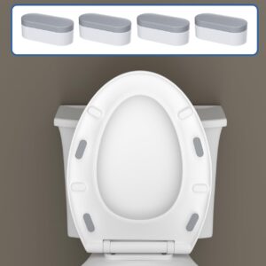 Hibbent 4 pieces Toilet Seat Bumpers for Bidet, Strong Adhesive Toilet Seat Bumpers for Use with Bidet Attachment, Universal Buffer Toilet Lid Rubber Bumpers, Grey