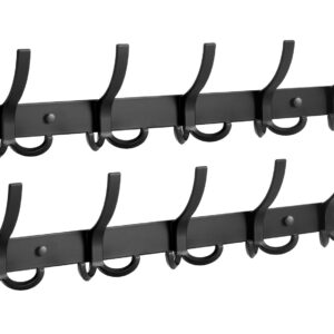 Optish Coat Rack Wall Mount, 2 Pack Coat Hooks Wall Mount, Wall Hooks for Hanging, Hat Rack for Wall with 15 Hooks for Entryway and Bedroom