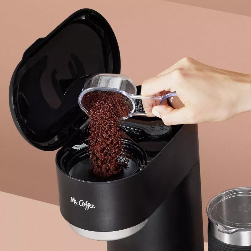 Mr. Coffee 4-in-1 Single-Serve Latte, Iced, and Hot Coffee Maker with Milk Frother and Tumbler Black