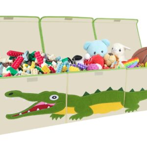 ASKETAM Kid Large Toy Box for Boy and Girl Cute Toddler Toy Storage Bin with Lid Baby Toy Chest Room Decor Organizer Basket (crocodile)