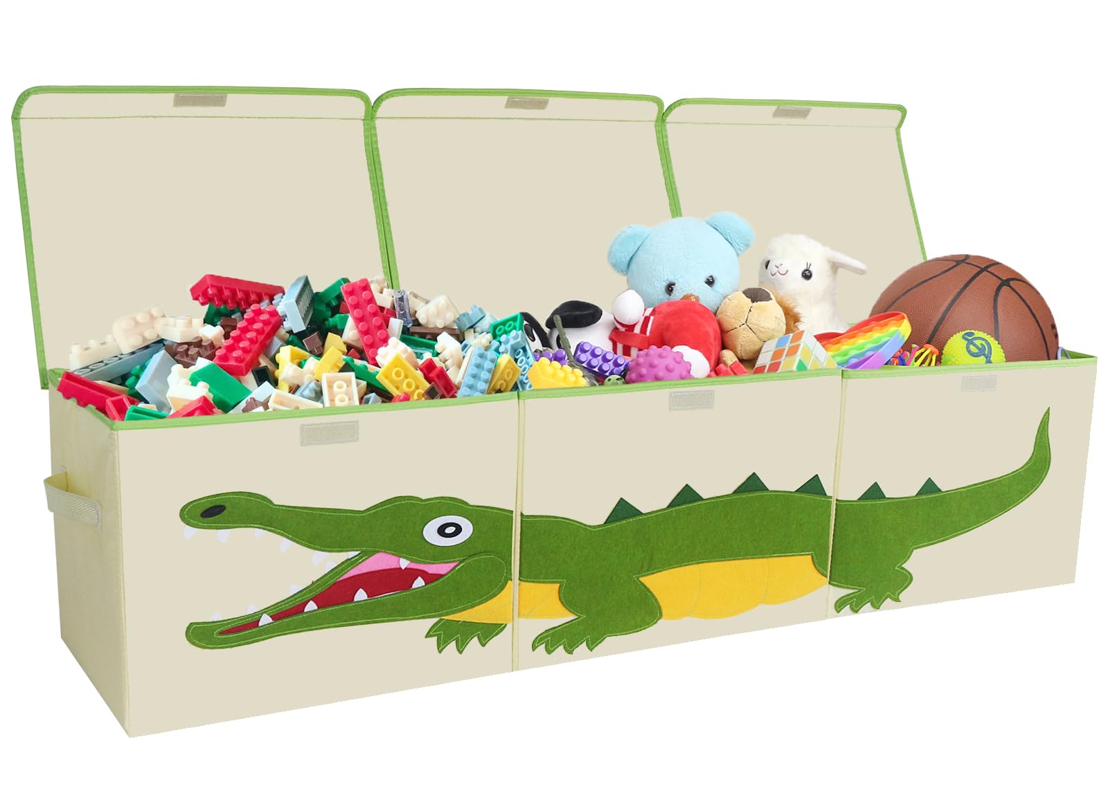 ASKETAM Kid Large Toy Box for Boy and Girl Cute Toddler Toy Storage Bin with Lid Baby Toy Chest Room Decor Organizer Basket (crocodile)