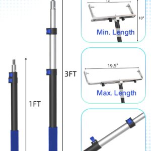 SKGPOLE 3FT Telescopic Paint Roller Pole, Multi-Function Paint Roller Kit with Lightweight Sturdy Aluminum 1-3FT Telescopic Extension Pole, House Paint Roller Brush for Walls, Ceiling, Decks, Doors