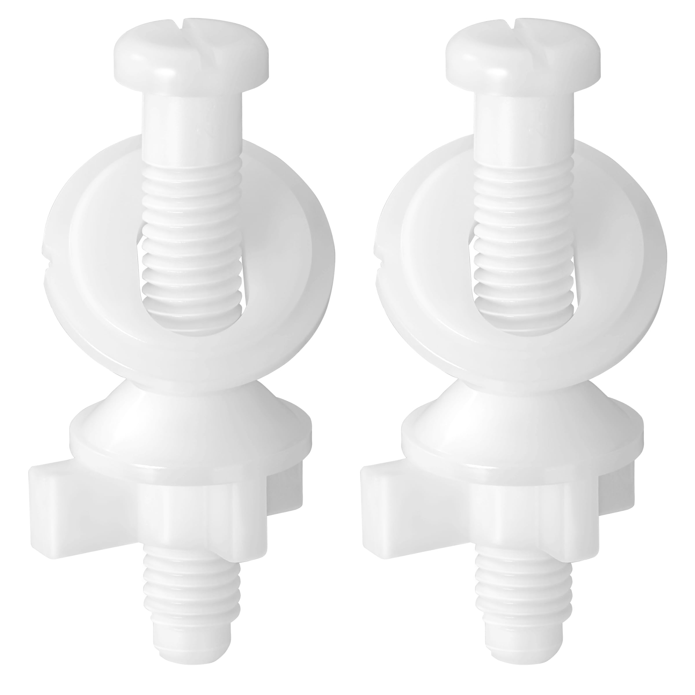 2 Pack Toilet Seat Screws Replacement White Plastic Toilet Seat Hinge Bolts Screws with Nuts for Top Mount Toilet Seat Hinges