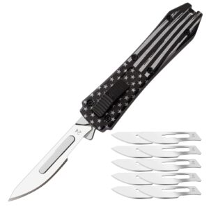 coldown edc pocket knife, folding utility knives with clip, retractable box cutter, small scalpel knife with 10pcs razor sharp surgical carbon steel replacement blades #24, edc knives for men women