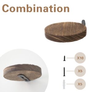 5 PCS Small Floating Shelves for Wall, Carbonized Wood Circle Shelf 3.9 Inch Mini Wall Shelf Decor Display Ledges Room Decor Plant Display Mounted Corner Storage for Kitchen Bathroom Bedroom