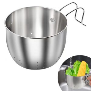 stainless steel sink food catcher, multifunctional hanging sink strainer colander drain basket for filter kitchen waste and wash fruits or vegetables