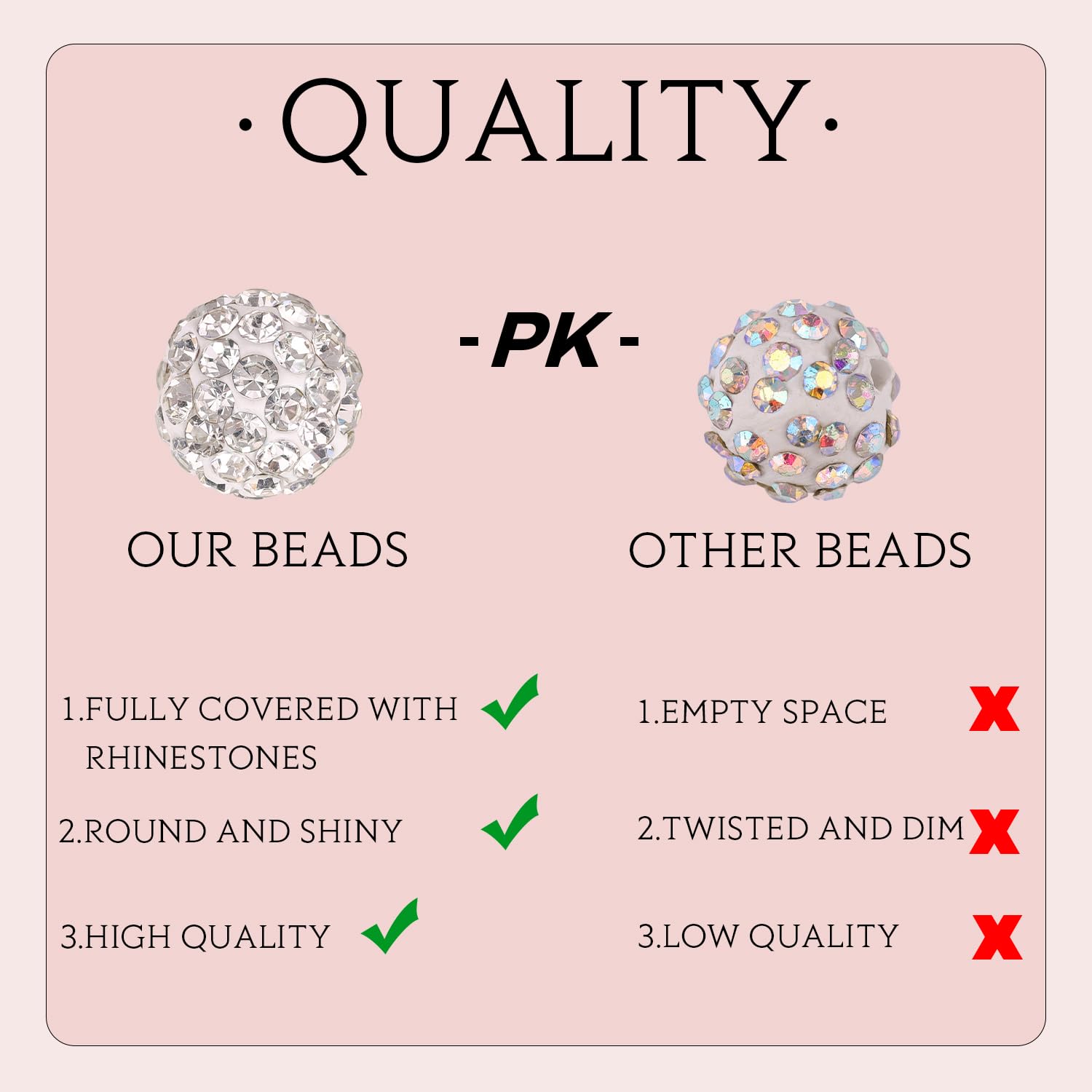 100 pcs 10mm Rhinestone Beads for Jewelry Making, White Shiny Round Shamballa Disco Beads Bulk, Sparkle Crystal Clay Christmas Beads for Bracelet Necklace Earring Crafting and DIY Decoration