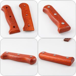 DOERDO 1Pair Wood Knife Handle Cutter Handle Replacement Kitchen Cutter Hand Grips with Nuts Rivets, 11.4CM