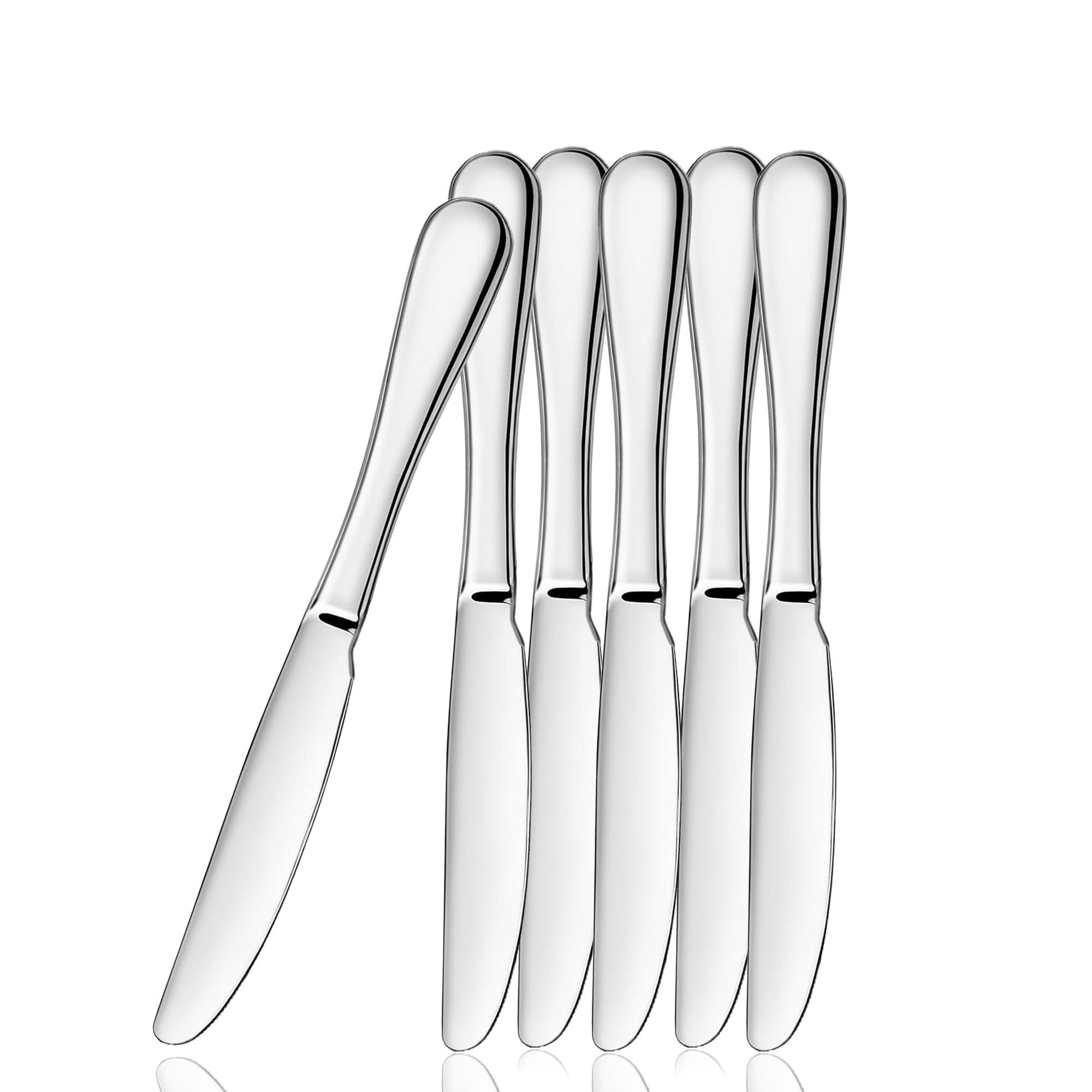 ATB Dinner Knives Set, Stainless Steel Table Knife, Butter Spreder, 2/4/6 Pieces Mirror Polished Dinner Knife, Sturdy and Dishwasher Safe, Silverware Cutlery (6 Pcs)