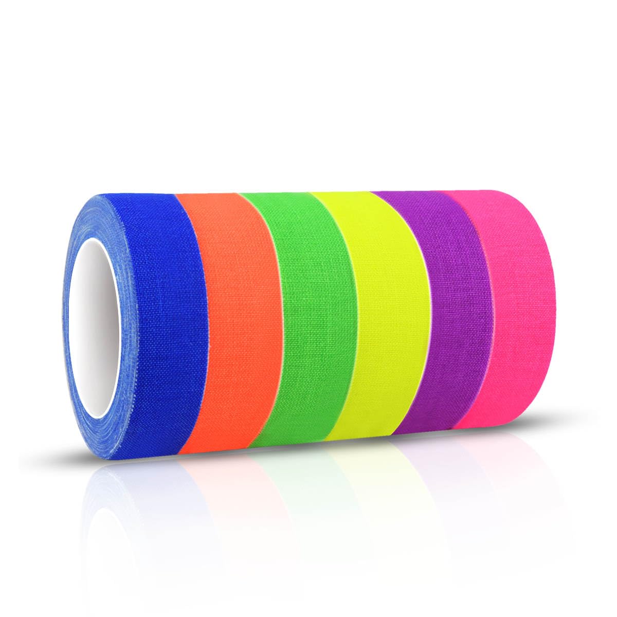 yuntop 6 Colors Neon Cloth Tape Fluorescent UV Blacklight Glow Neon Party Fiesta Party Blacklight Reactive Glow in The Dark Neon Gaffer Cloth Tape Supplies for Events Adhesive Black Light Tape Sets