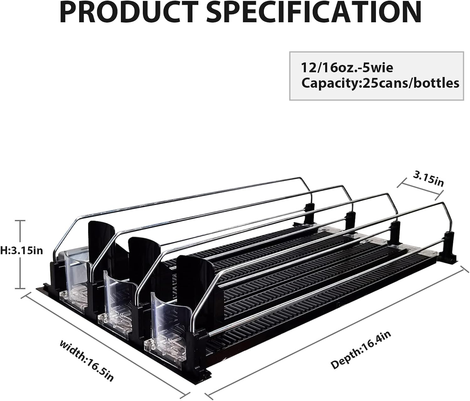 ikaufen Drink Organzier for Fridge-Saving Drink Plastics Dispenser for Fridge - Organize Your Refrigerator with Ease(16.4inch, 3 Rows)