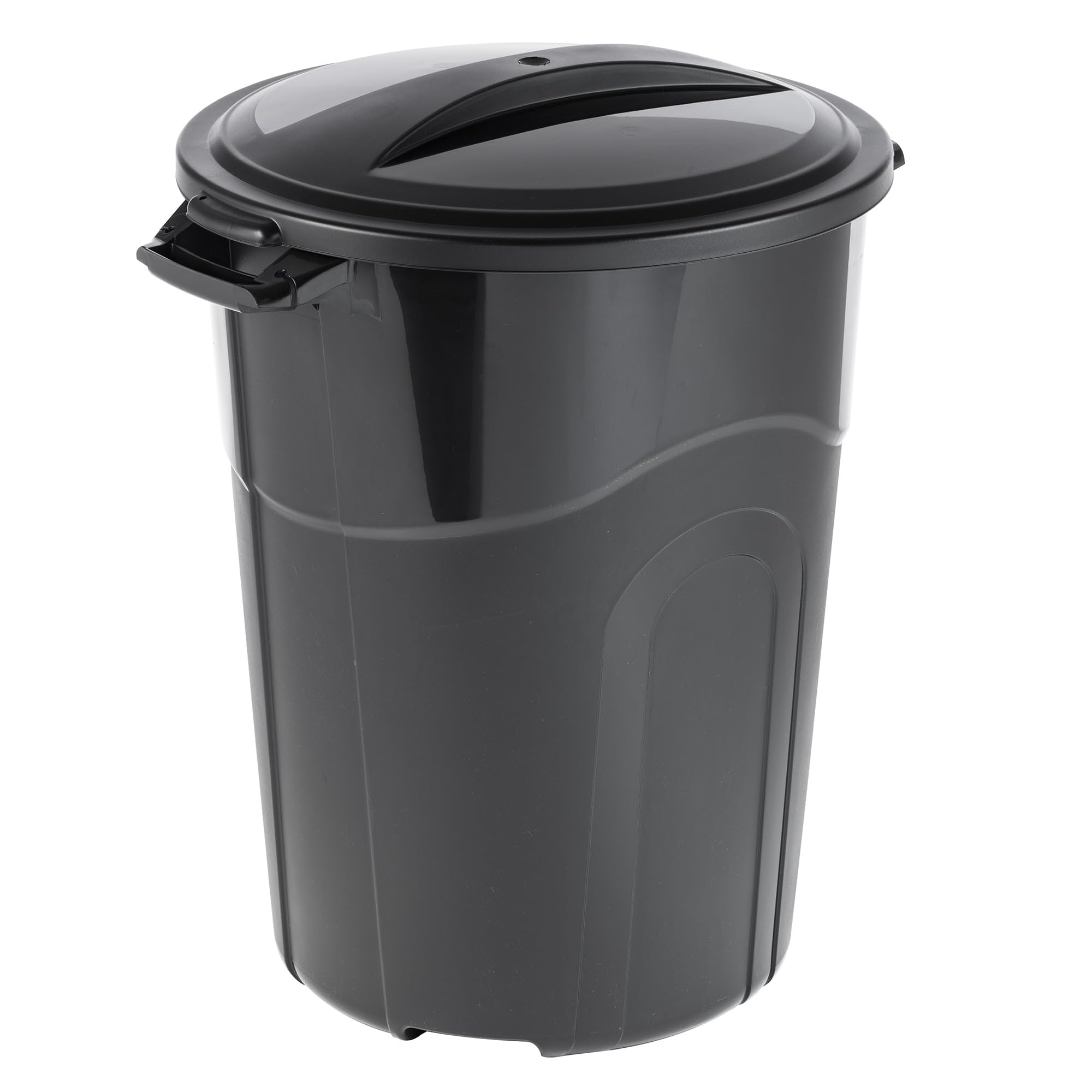 DayGo 32 Gallon Heavy Duty Plastic Garbage Can, Included Lid, Indoor/Outdoor, Black