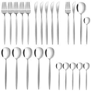 zalaxt 24 pcs flatware set, silverware set for 6, knife fork spoon, home dinnerware tableware set for 6, cutlery set, include knives/forks/spoons