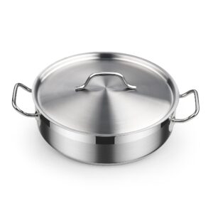 cooks standard deep sauté pan with lid, 4-quart professional deep frying pan 18/10 stainless steel chef’s all purpose pan with cover, compatible with all stovetops