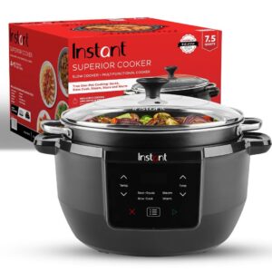 instant pot superior cooker 7.5qt slow cooker and multicooker, 4-in-1 functions, sears/sauté, slow cooks/roast, steams and warms, from the makers of instant pot