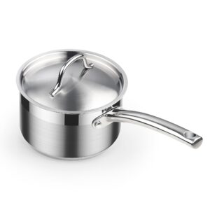 cooks standard saucepan with lid 18/10 stainless steel, 2-quart professional sauce pot mini milk pan, oven safe 500℉, compatible with all stovetops