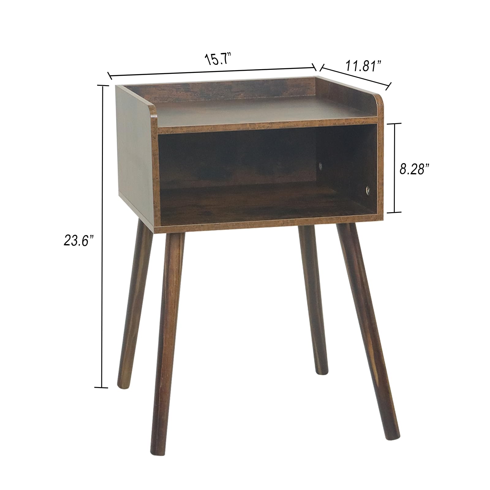 MaxSmeo Nightstand, Mid Century Modern Side Table Bedroom with Storage, Small End Bedside Table with Solid Wood Legs for Living Room, Office Small Spaces (Rustic Brown)