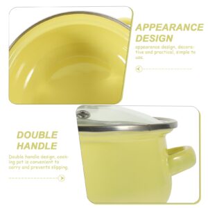 Luxshiny Enamel Stock Pot Set Enamelware Cooking Pot 3pcs Binaural Soup Pot Flat Bottom Pots with Lids Nonstick Gas Stove Cookware for Home Kitchen Restaurant Yellow