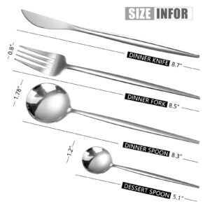 Zalaxt 24 pcs Flatware Set, Silverware Set for 6, Knife Fork Spoon, Home Dinnerware Tableware Set for 6, Cutlery Set, Include Knives/Forks/Spoons