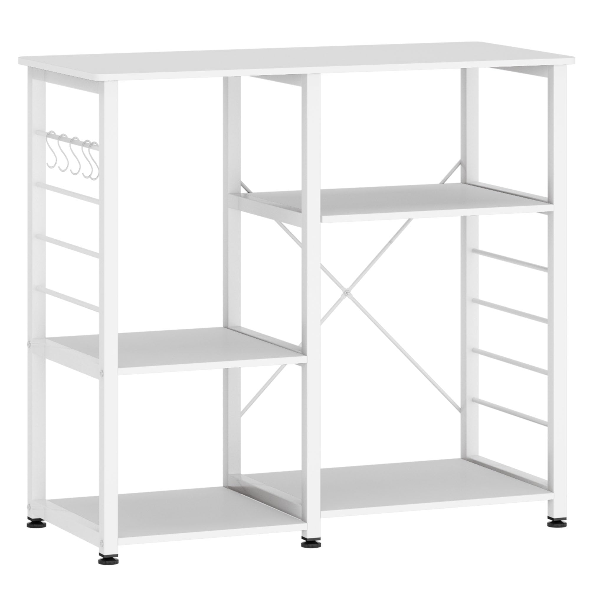 DlandHome 35.4 inches Microwave Cart Stand Kitchen Utility Storage 3-Tier for Baker Rack & Spice Rack Organizer Workstation Shelf,White