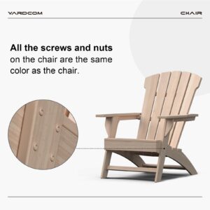 YARDCOM Adirondack Chair, 110°Ergonomics Plastic Extra Tall Adirondack Chairs, HDPE All-Weather Plastic Patio Outdoor Chair, High Foamed Polyethylene Fire Pit Chair(Natural)