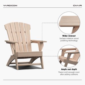 YARDCOM Adirondack Chair, 110°Ergonomics Plastic Extra Tall Adirondack Chairs, HDPE All-Weather Plastic Patio Outdoor Chair, High Foamed Polyethylene Fire Pit Chair(Natural)