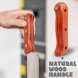 DOERDO 1Pair Wood Knife Handle Cutter Handle Replacement Kitchen Cutter Hand Grips with Nuts Rivets, 11.4CM