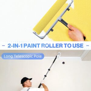 SKGPOLE 3FT Telescopic Paint Roller Pole, Multi-Function Paint Roller Kit with Lightweight Sturdy Aluminum 1-3FT Telescopic Extension Pole, House Paint Roller Brush for Walls, Ceiling, Decks, Doors