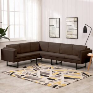 vidaXL - Corner Sofa, Plush Brown Fabric, Spacious Seating Area, Elegant Design, Comfort and Durability, Perfect for Home or Office Spaces