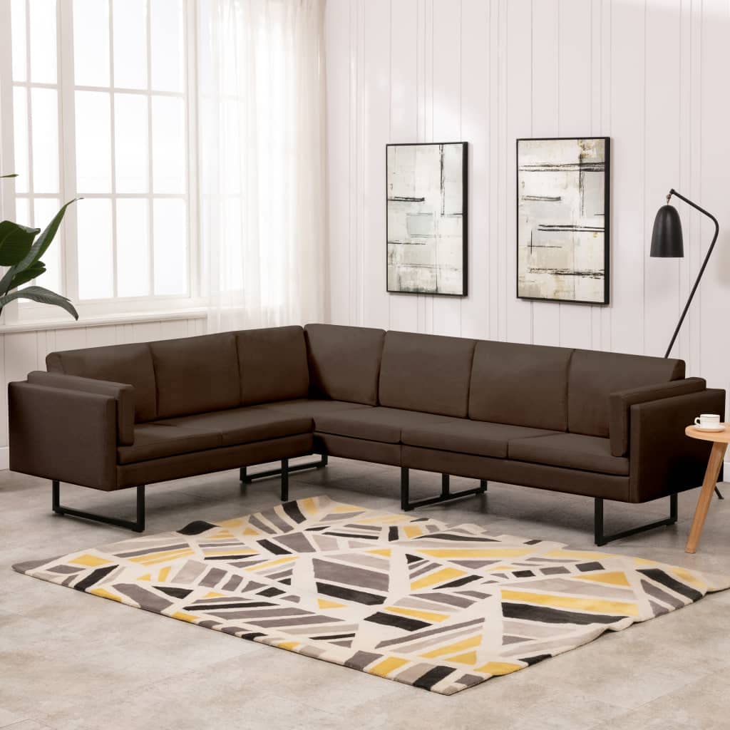 vidaXL - Corner Sofa, Plush Brown Fabric, Spacious Seating Area, Elegant Design, Comfort and Durability, Perfect for Home or Office Spaces